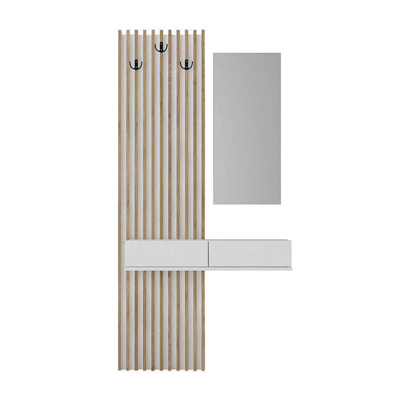 Έπιπλο εισόδου Elois Megapap χρώμα λευκό - sepet oak 96,6x26,8x195,5εκ.