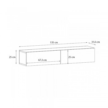 Έπιπλο τηλεόρασης επιτοίχιο Aristo Megapap με LED χρώμα sandstone 135x31,6x25εκ.
