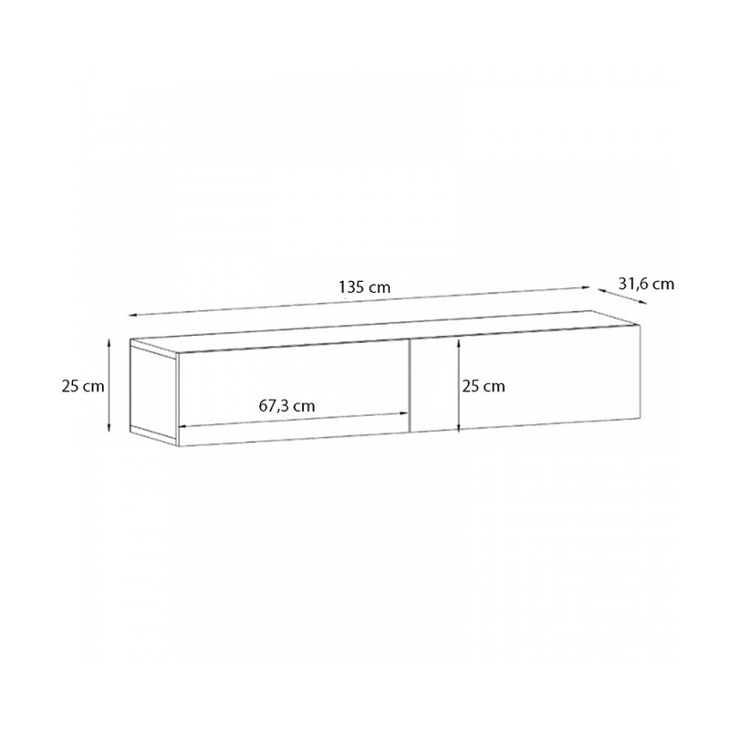 Έπιπλο τηλεόρασης επιτοίχιο Aristo Megapap με LED χρώμα sandstone 135x31,6x25εκ.