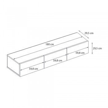 Έπιπλο τηλεόρασης επιτοίχιο Damla Megapap με LED χρώμα sandstone 180x29,5x29,5εκ.