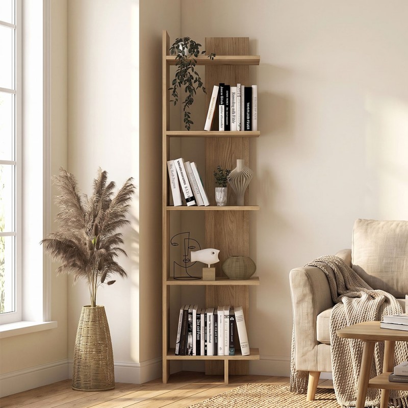 Βιβλιοθήκη Perla Megapap χρώμα sepet oak 48x22x170εκ.