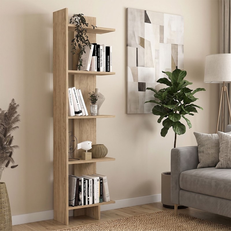 Βιβλιοθήκη Perla Megapap χρώμα sepet oak 48x22x170εκ.