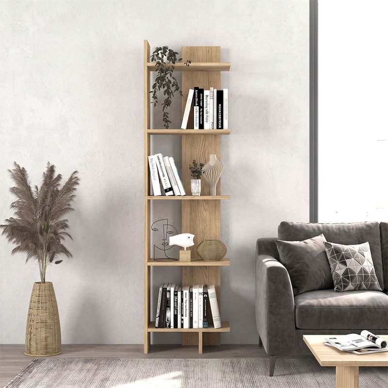 Βιβλιοθήκη Perla Megapap χρώμα sepet oak 48x22x170εκ.