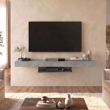 Έπιπλο τηλεόρασης επιτοίχιο Albares Megapap με LED χρώμα γκρι σκυροδέματος 150x29,6x22εκ.