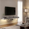 Έπιπλο τηλεόρασης επιτοίχιο Albares Megapap με LED χρώμα γκρι σκυροδέματος 150x29,6x22εκ.