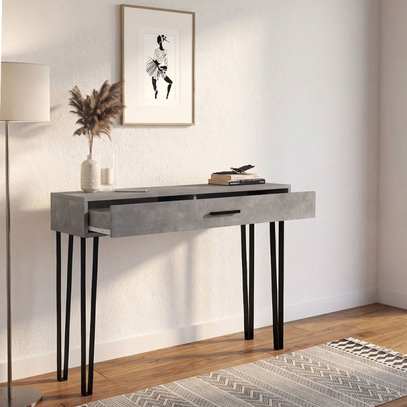 Κονσόλα Rochel Megapap χρώμα γκρι σκυροδέματος 120x35x89,8εκ.