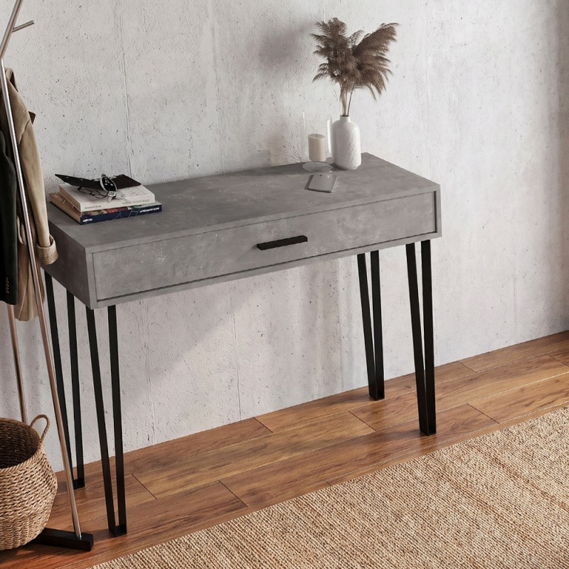 Κονσόλα Rochel Megapap χρώμα γκρι σκυροδέματος 120x35x89,8εκ.