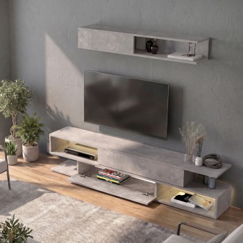 Σύνθεση τηλεόρασης Manet Megapap με LED χρώμα γκρι σκυροδέματος 180x29,5x39εκ.