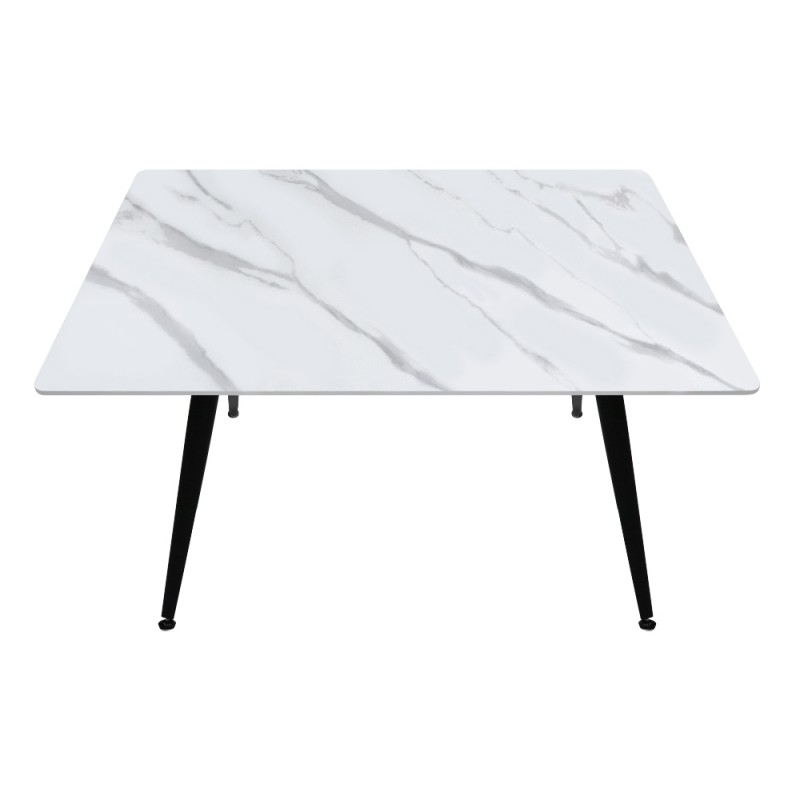 Τραπέζι Enzo Megapap sintered stone - μέταλλο χρώμα λευκό εφέ μαρμάρου - μαύρο 120x70x77εκ.