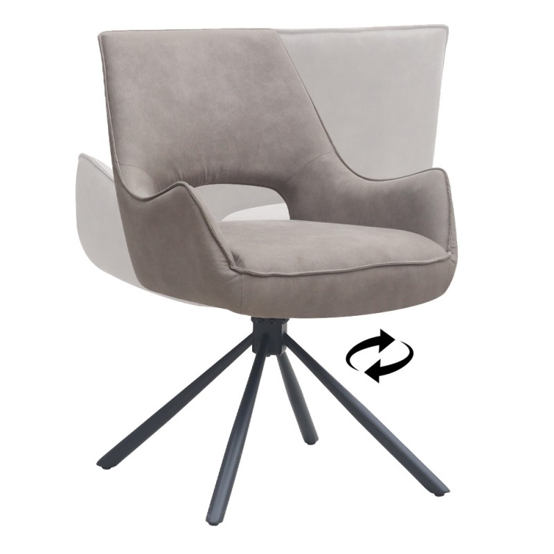 Πολυθρόνα τραπεζαρίας Alessia Megapap περιστρεφόμενη elephant grey ύφασμα - μεταλλικό μαύρο πόδι 58x66x85εκ.