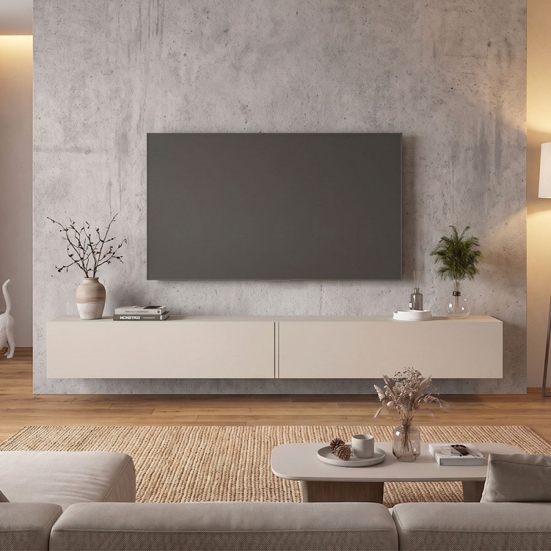 Έπιπλο τηλεόρασης επιτοίχιο Espanse Megapap χρώμα sandstone 241,8x31,7x30εκ.