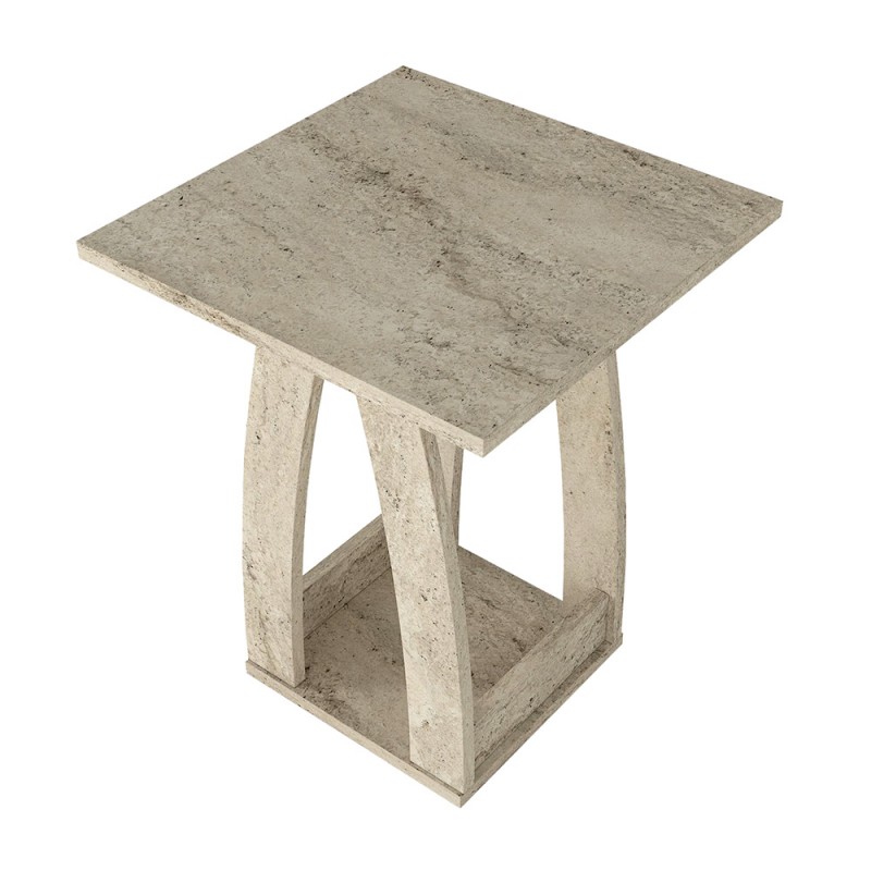 Τραπεζάκι βοηθητικό - Κομοδίνο Deros Megapap χρώμα travertine 45x45x56εκ.