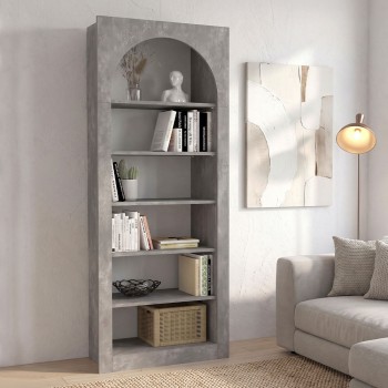 Βιβλιοθήκη Voila Megapap χρώμα γκρι σκυροδέματος 74x35x180εκ.