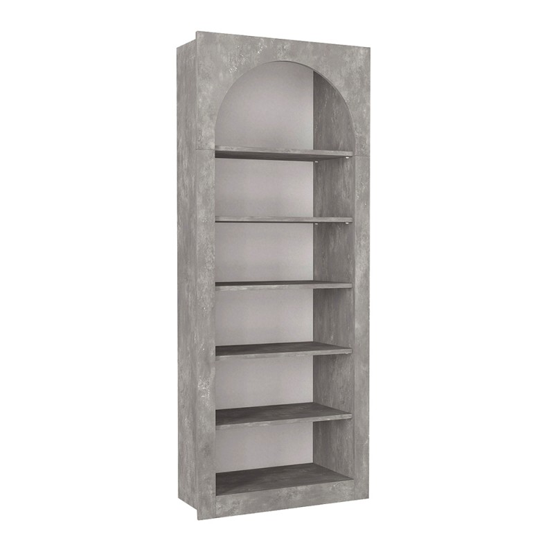 Βιβλιοθήκη Voila Megapap χρώμα γκρι σκυροδέματος 74x35x180εκ.