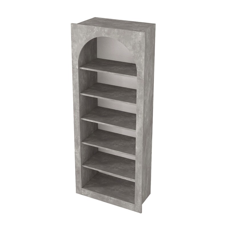 Βιβλιοθήκη Voila Megapap χρώμα γκρι σκυροδέματος 74x35x180εκ.