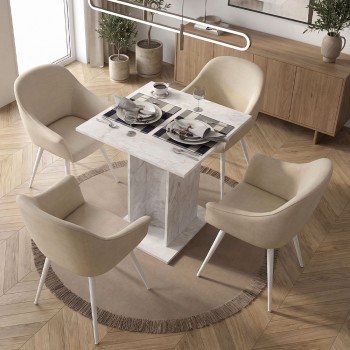 Τραπέζι Allos Megapap χρώμα λευκό εφέ μαρμάρου 75x75x77εκ.