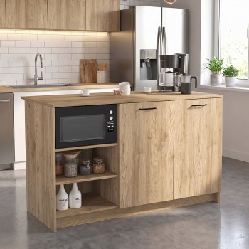Τραπέζι - Πάγκος κουζίνας Peres Megapap χρώμα sepet oak 150x70x91,8εκ.