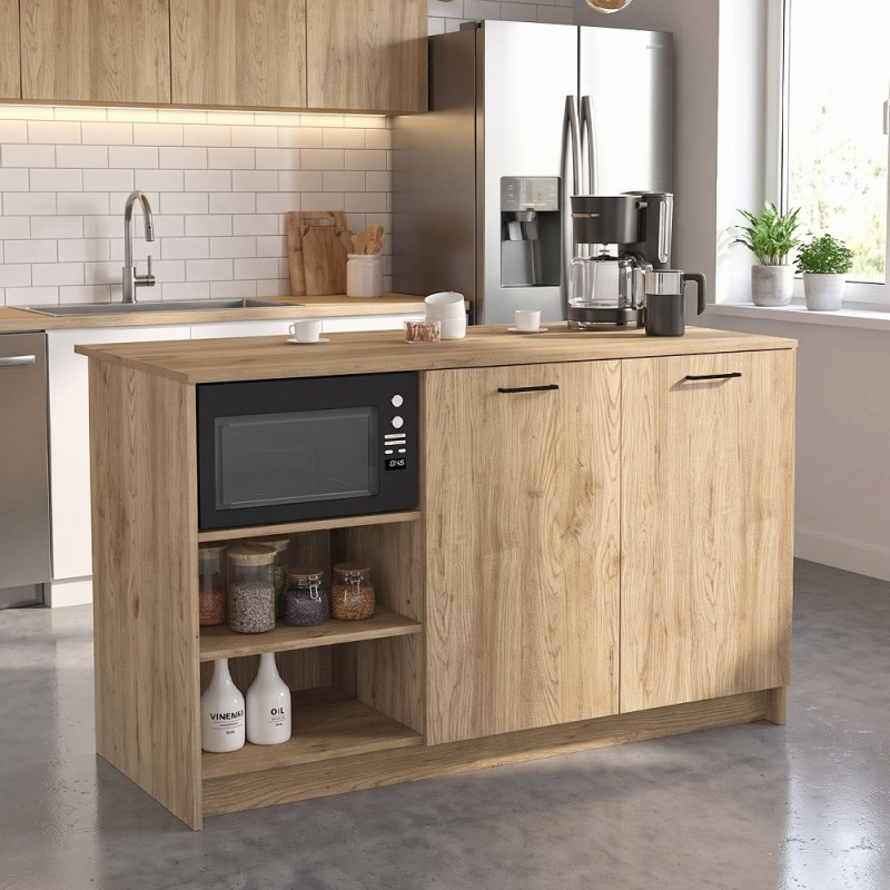 Τραπέζι - Πάγκος κουζίνας Peres Megapap χρώμα sepet oak 150x70x91,8εκ.