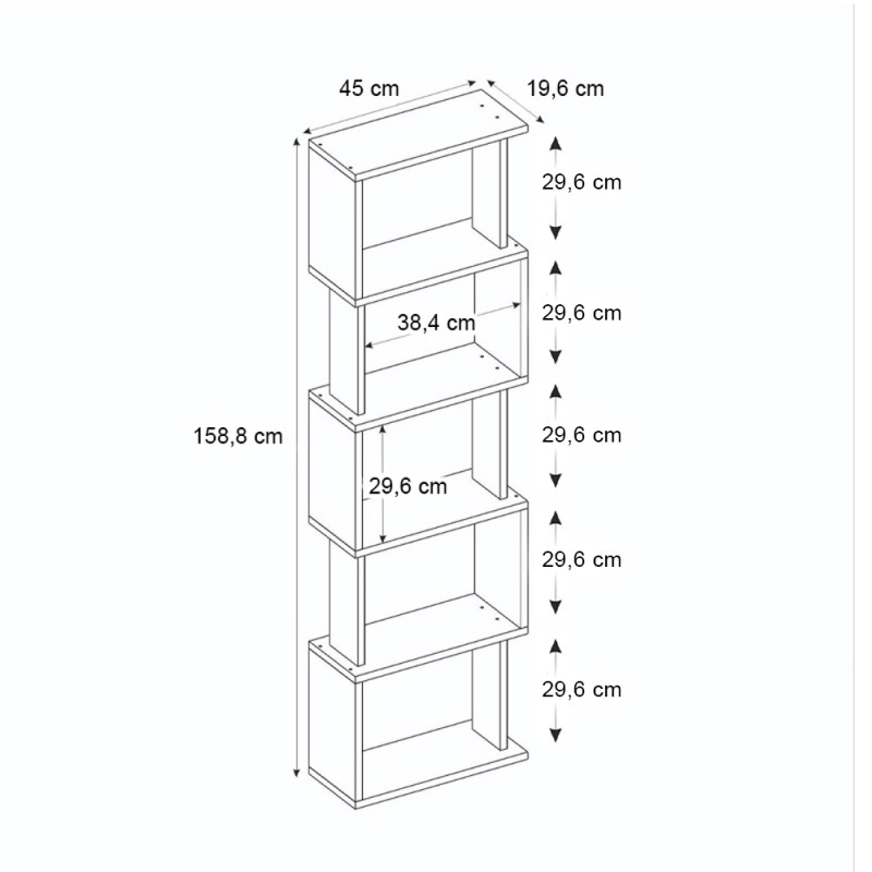 Βιβλιοθήκη Alvina Megapap χρώμα γκρι σκυροδέματος 45x19,6x158,8εκ.
