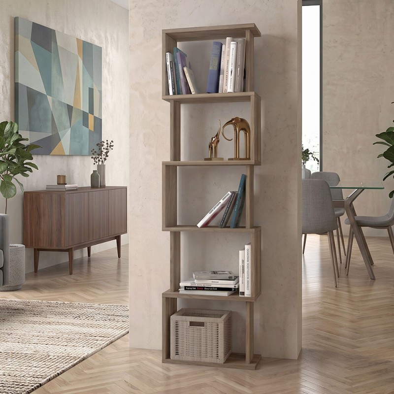 Βιβλιοθήκη Alvina Megapap χρώμα καρυδί 45x19,6x158,8εκ.