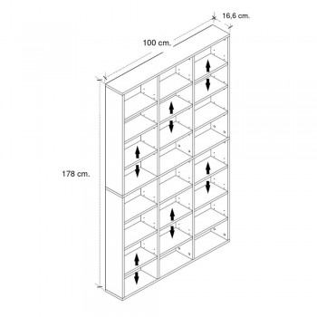 Βιβλιοθήκη Diamond Megapap χρώμα γκρι σκυροδέματος 100x16,6x178εκ.