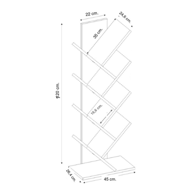 Βιβλιοθήκη Maxy Megapap χρώμα λευκό 45x26,4x120εκ.