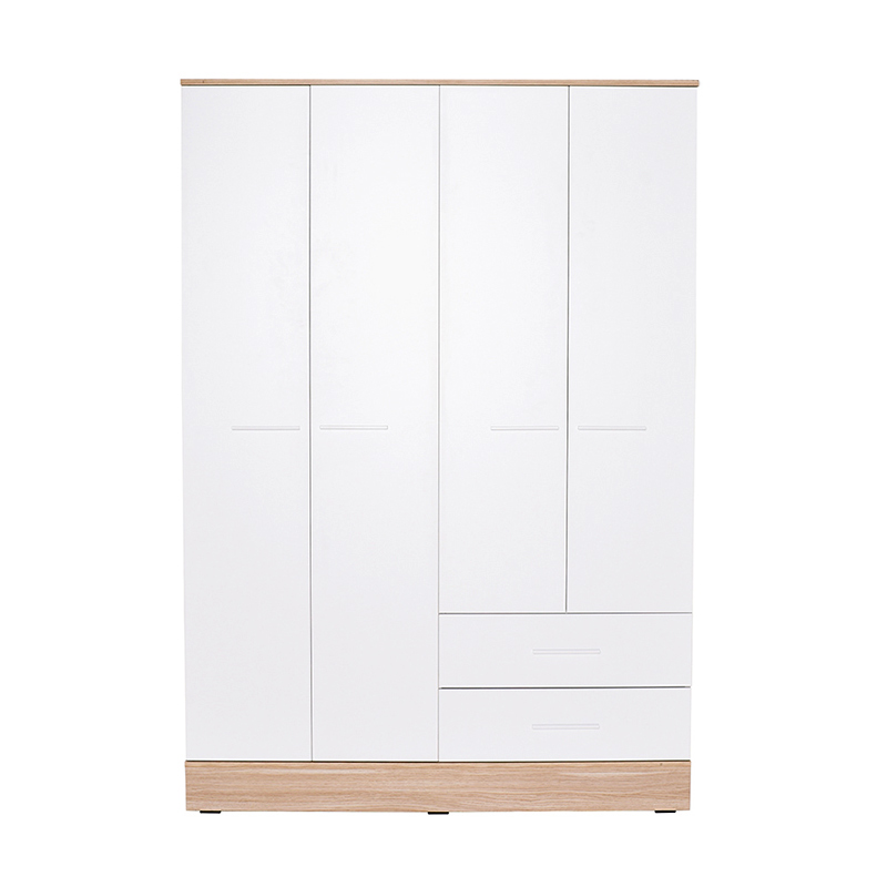 Ντουλάπα ρούχων Base Megapap τετράφυλλη σε χρώμα λευκό - sonoma 137x52x198εκ.