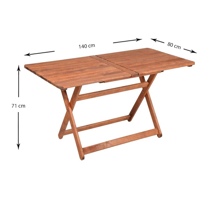 Τραπέζι πτυσσόμενο Klara Megapap από ξύλο οξιάς σε χρώμα κερασί εμποτισμού 140x80x71εκ.