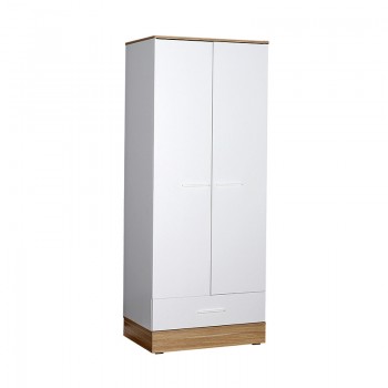 Ντουλάπα ρούχων Base Megapap δίφυλλη σε χρώμα λευκό - sonoma 80x52x198εκ.