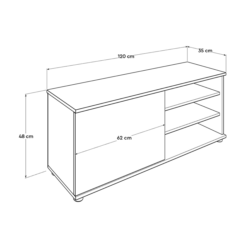 Έπιπλο TV Flat Line Plus Megapap σε ανθρακί - latte χρώμα 120x35x48εκ.