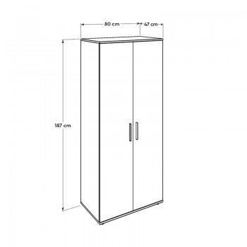 Ντουλάπα ρούχων Trendline Megapap δίφυλλη σε χρώμα sonoma 80x47x187εκ.