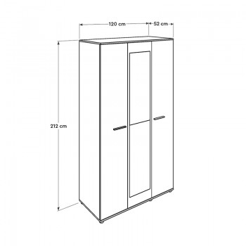 Ντουλάπα ρούχων Trendline Megapap τρίφυλλη σε χρώμα sonoma 120x52x212εκ.
