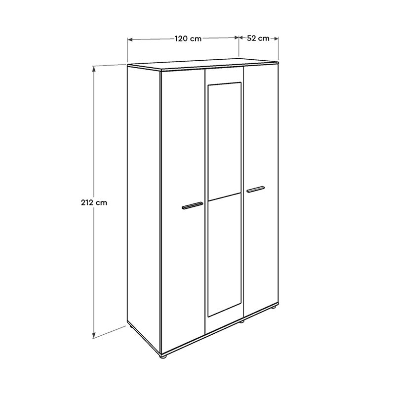 Ντουλάπα ρούχων Trendline Megapap τρίφυλλη σε χρώμα sonoma 120x52x212εκ.