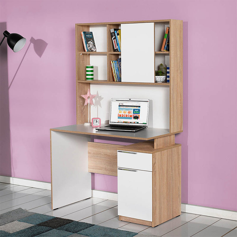 Γραφείο Plus Megapap σε χρώμα sonoma - λευκό 105x56x170εκ.