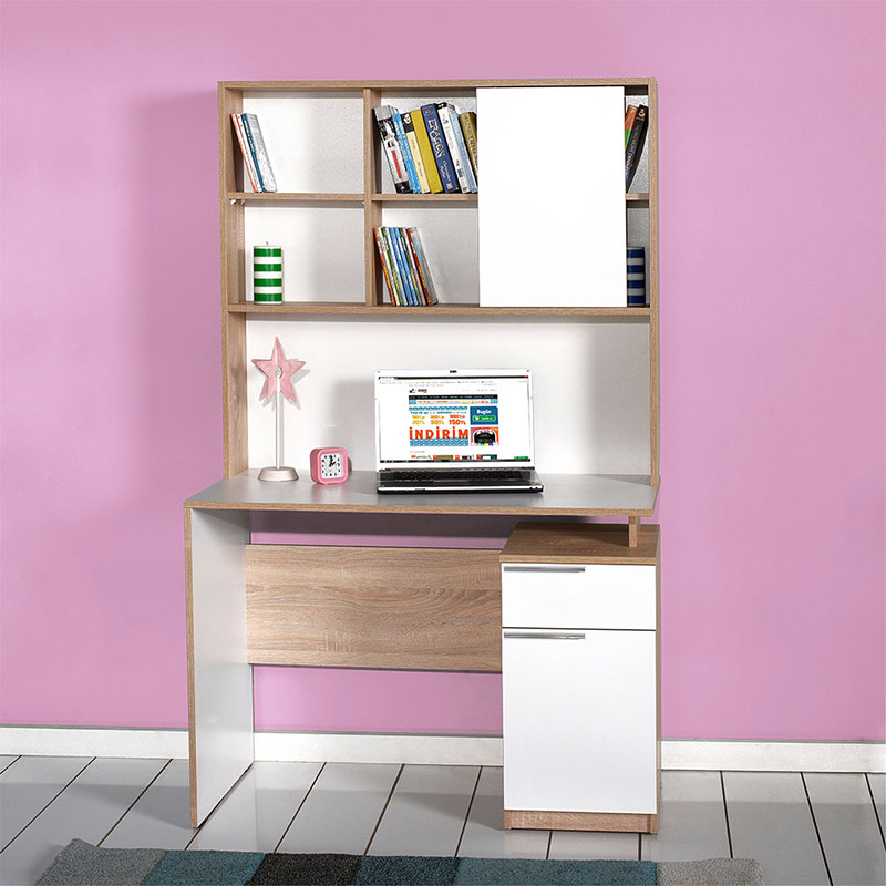 Γραφείο Plus Megapap σε χρώμα sonoma - λευκό 105x56x170εκ.