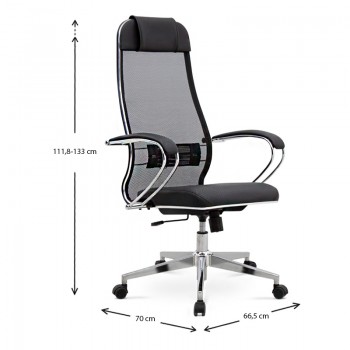 Καρέκλα γραφείου εργονομική Dante Megapap με ύφασμα Mesh χρώμα μαύρο 66,5x70x111,8/133εκ.