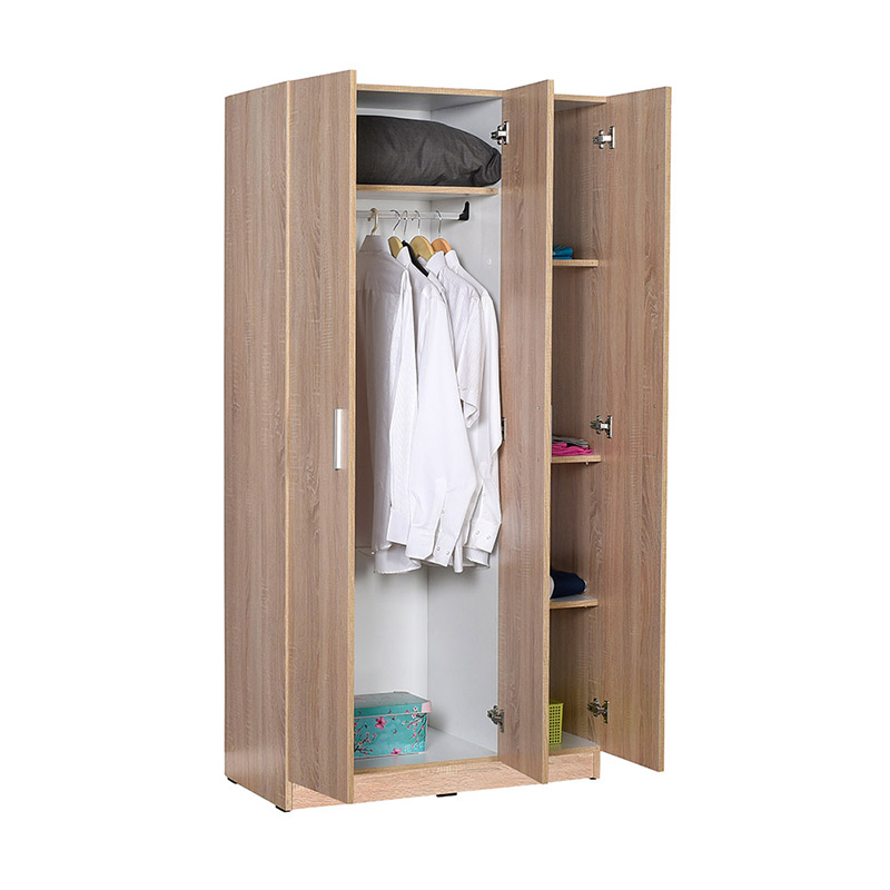 Ντουλάπα ρούχων Bodrum Megapap τρίφυλλη σε χρώμα sonoma 91x47x182εκ.