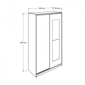 Ντουλάπα ρούχων Slide Megapap συρόμενη με καθρέφτη σε χρώμα sonoma 120x52x207εκ.