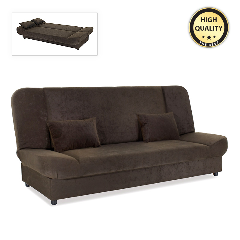 Kαναπές - κρεβάτι Tiko PLUS Megapap τριθέσιος με αποθηκευτικό χώρο και ύφασμα σε καφέ 200x90x96εκ.