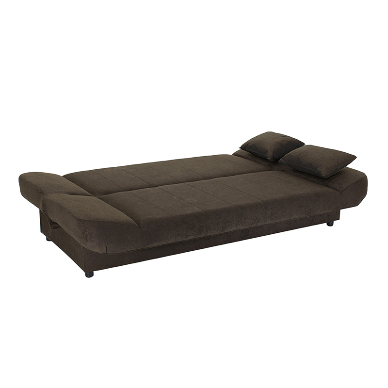 Kαναπές - κρεβάτι Tiko PLUS Megapap τριθέσιος με αποθηκευτικό χώρο και ύφασμα σε καφέ 200x90x96εκ.