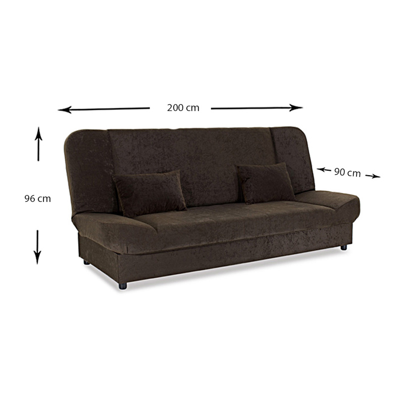 Kαναπές - κρεβάτι Tiko PLUS Megapap τριθέσιος με αποθηκευτικό χώρο και ύφασμα σε καφέ 200x90x96εκ.