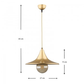 Φωτιστικό οροφής Silia Megapap E27 μεταλλικό μονόφωτο χρώμα χρυσό 27x27x65εκ.