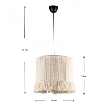 Φωτιστικό οροφής Silas Megapap E27 από σχοινί μονόφωτο χρώμα λευκό 30x30x75εκ.