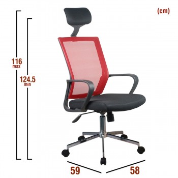 Καρέκλα Γραφείου ΦΟΙΒΗ Κόκκινο/Μαύρο Mesh 58x59x116-124.5cm