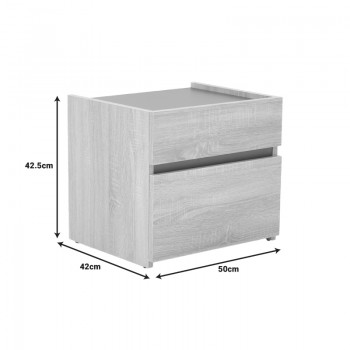 Κομοδίνο Comcie pakoworld σε φυσικό με γκρι απόχρωση 50x42x45.5εκ