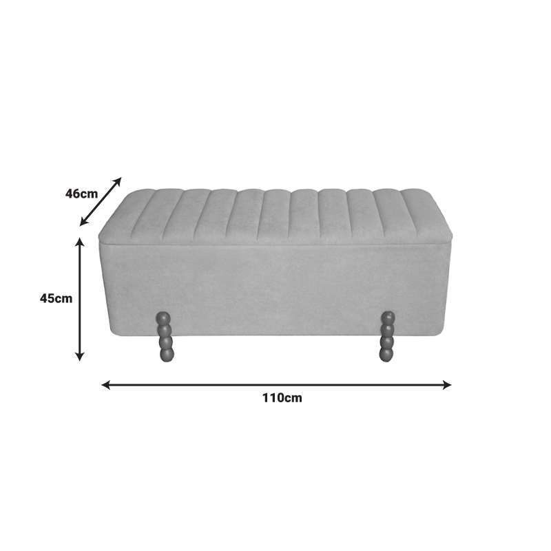 Σκαμπό μπαούλο Daph Inart σετ 2 τεμ βελούδο σε μπεζ και λευκή απόχρωση