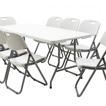 Τραπέζι catering Rodeo pakoworld πτυσσόμενο-βαλίτσα λευκό 183x76x74εκ