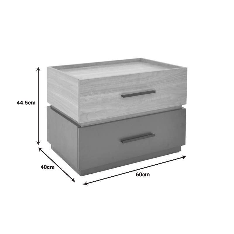 Κομοδίνο Sonlen pakoworld mdf σε sonoma-ανθρακί απόχρωση 60x40x44.5εκ