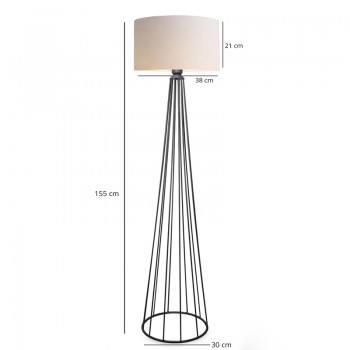 Φωτιστικό δαπέδου Firdo I pakoworld Ε27 ύφασμα κρέμα-μέταλλο μαύρο Φ38x121εκ