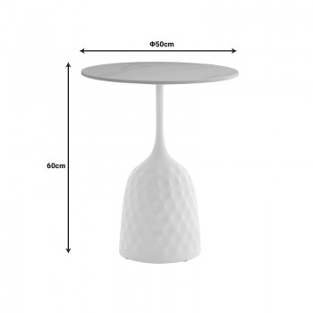 Βοηθητικό τραπέζι Kousien Inart λευκό sintered stone Φ50x60εκ